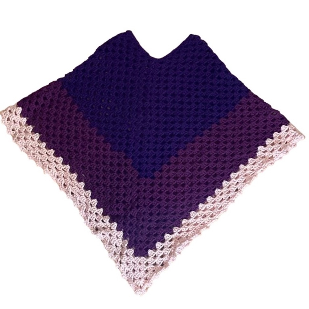 Crochet poncho handmade purple